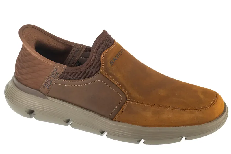 Skechers Slip-Ins: Garza - Dorado 205067-CDB, Męskie, Brązowe, półbuty, skóra licowa, rozmiar: 47,5