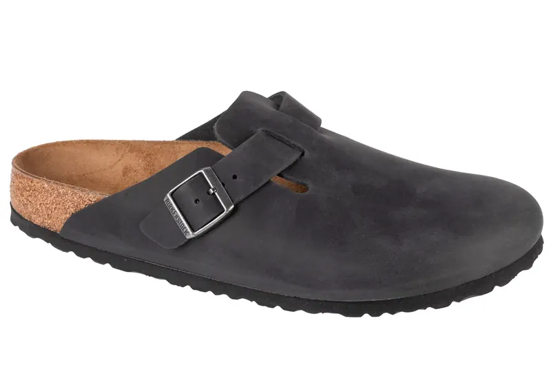Birkenstock Boston LEOI 59463, Unisex, Czarne, klapki, nubuk, rozmiar: 42