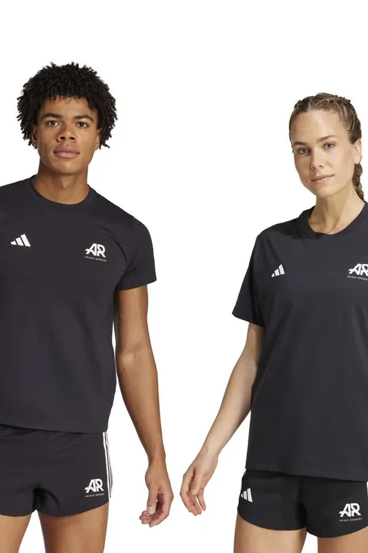 Adidas Unisex Performance  Runners Unitefit T-shirt Black Maat: XS | Sport Shirts Outlet | Unisex | Zwart