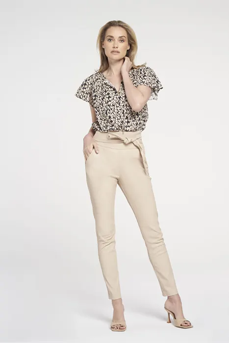 Ibana Paislee Oyster White Maat: 34 | Leren broeken Outlet | Dames | Beige