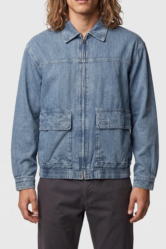 American Vintage Fybee Jacket Bleu Stone Maat: XL | Spijkerjassen Outlet | Heren | Blauw