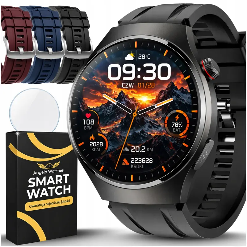 Smartwatch Męski Kardiowatch Ekg Pomiar Ciśnienie Cukier Hrv Menu Polskie