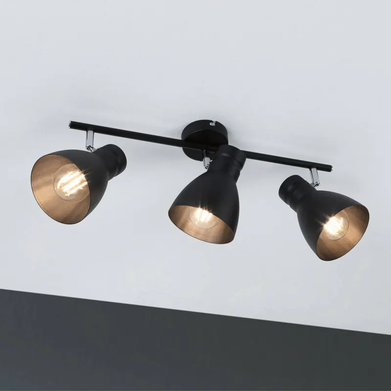 Paulmann Davy lampa sufitowa, czarna, 3-punktowa