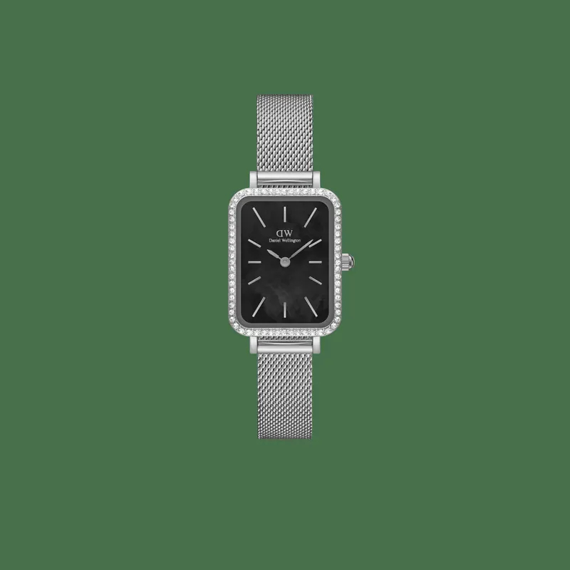 Daniel Wellington DW Watch Quadro Lumine Bezel Sterling Black MOP 20x26mm Silver
