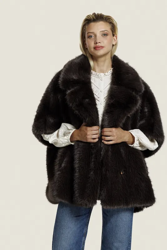 ALTER EGO Elin Jacket Dark Brown Maat: XS | Faux-Fur Jassen Outlet | Dames | Bruin