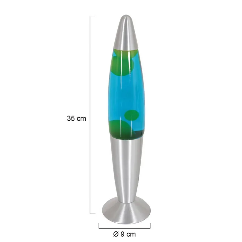 Lampa lawowa Volcan 3116, stal, zielono-niebieski płyn, E14