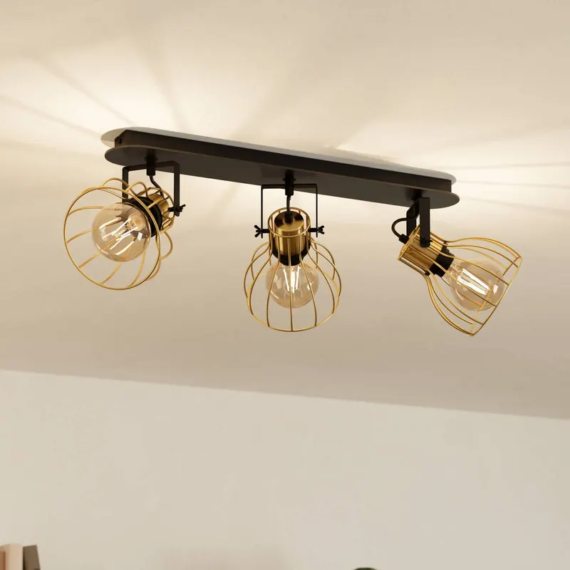 EGLO Sambatello lampa sufitowa 3-pkt. czarna/złota