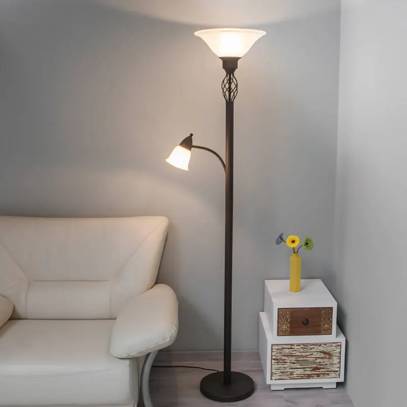 Lucande Lampa stojąca Dunja, biała/rdzawa, metal, lampka do czytania
