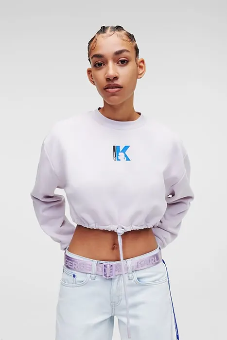 Karl Lagerfeld Klj Relaxed Tied Sweat Lavender Blue Maat: XL | Sweaters Outlet | Dames | Blauw
