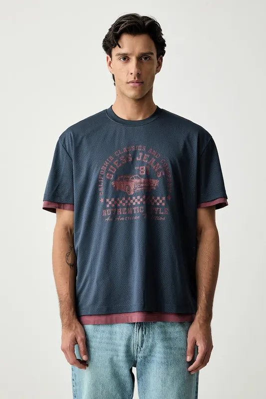 Guess Jeans T-shirt męski skórzany