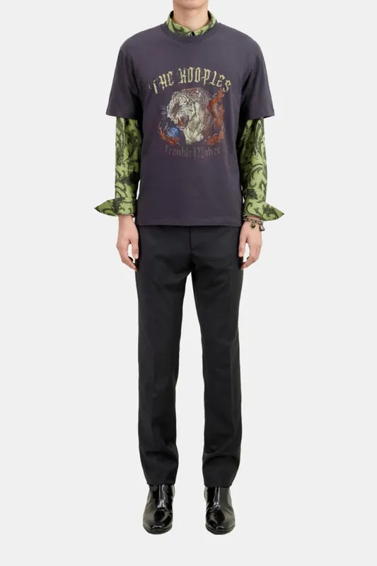 The Kooples Short-sleeved T-shirt With Tiger Print On The Front Carbone Maat: M | T-shirts met Print Outlet | Heren | Grijs