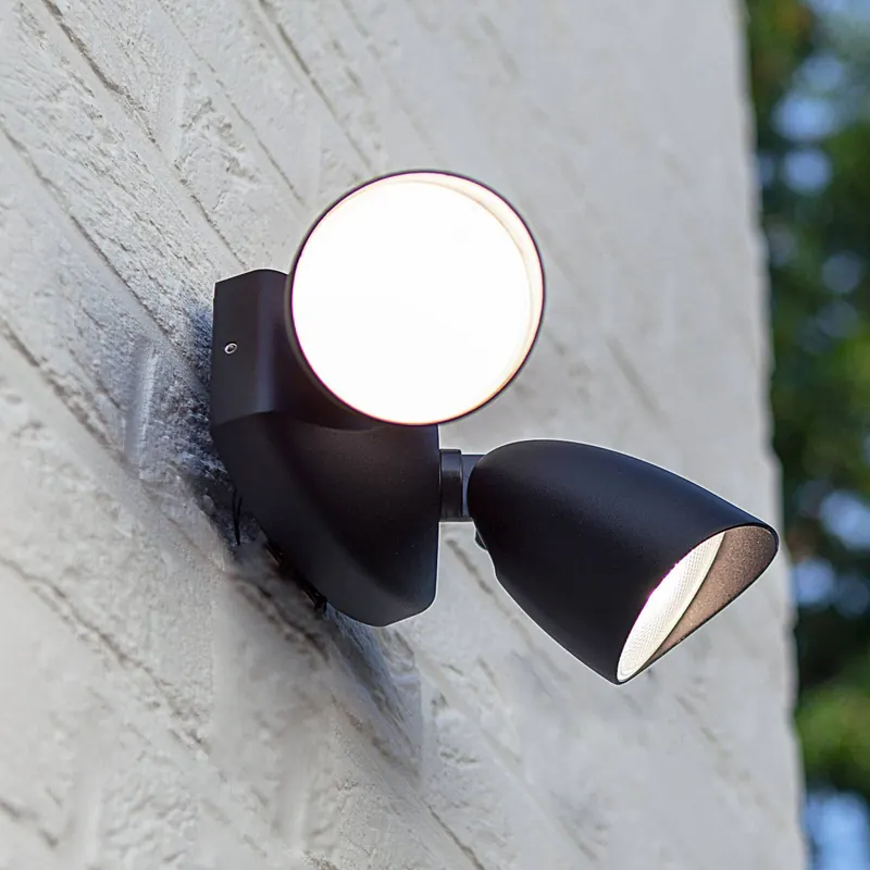 Zewnętrzny reflektor ścienny LED SHRIMP, czarny, 20 W, 2-punktowa, IP54