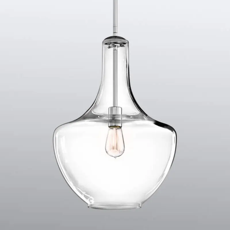 Szklana lampa wisząca Everly, oprawa, chrom