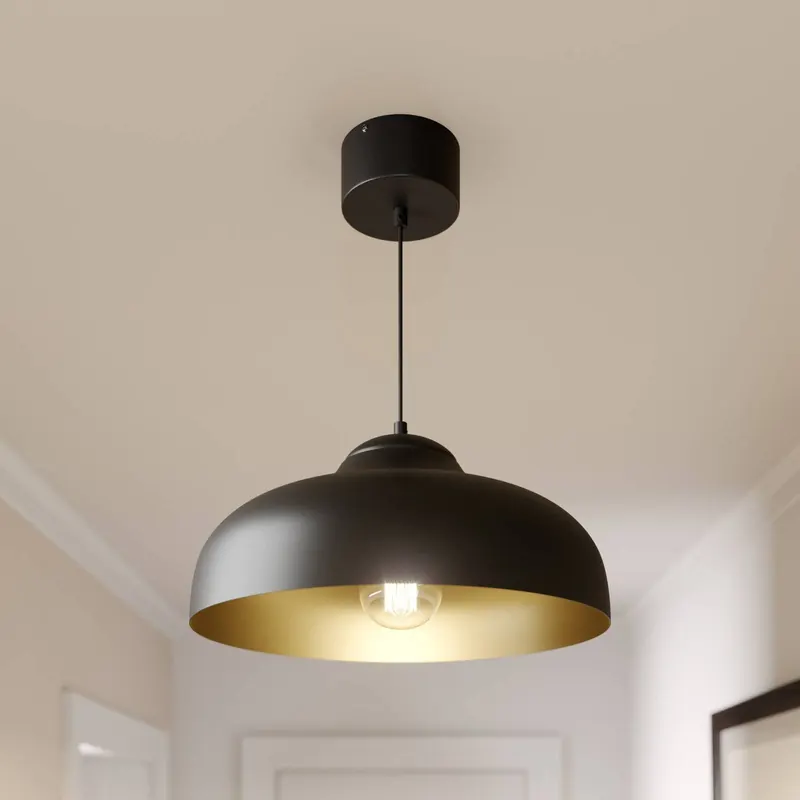 Żyrandol Basca, czarna/złota, metal, Ø 40 cm, E27