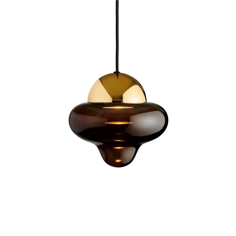 Żyrandol LED Nutty, brązowo-złoty, Ø 18,5 cm, szkło