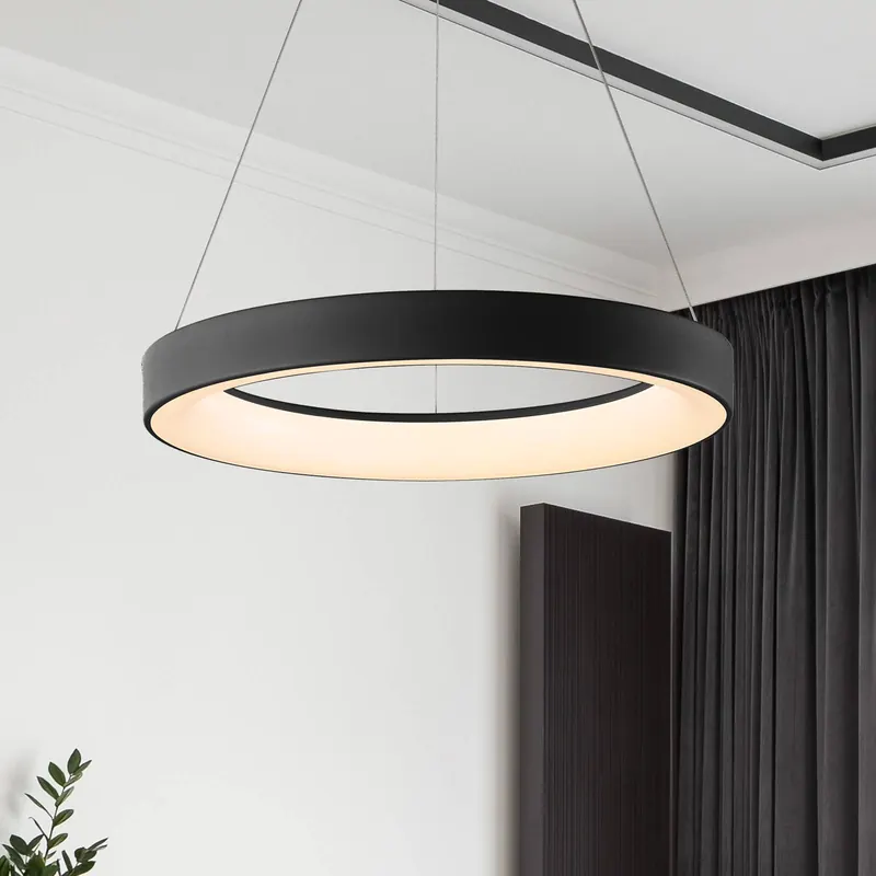 Inteligentny żyrandol LED Niseko II, 38 cm, czarna, CCT, ściemniany