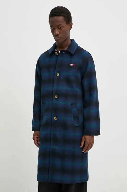 Tommy Jeans płaszcz z domieszką wełny