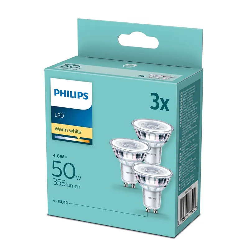 Philips reflektor LED GU10 4,6W 2 700 K, 3 szt.