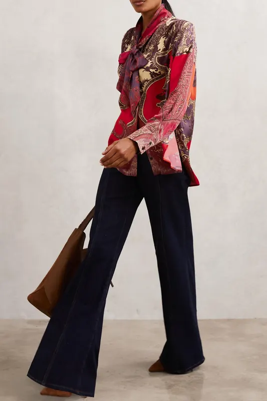 Reiss Paisley Print Top Red Maat: 4 | Longsleeves Outlet | Dames | Paars