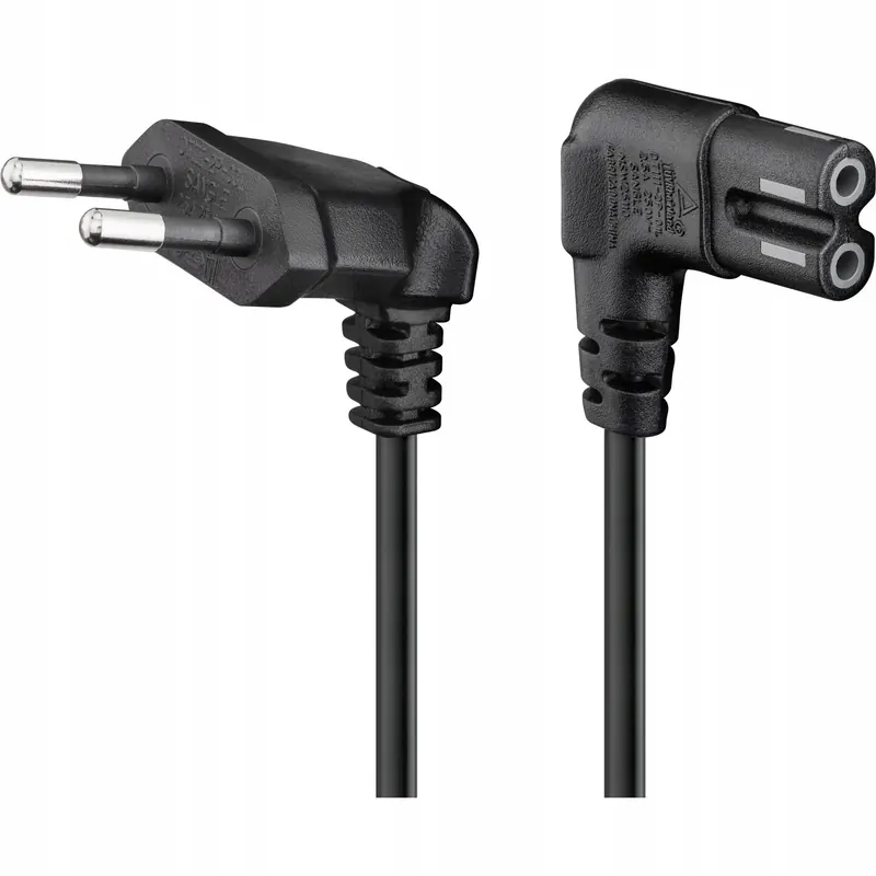 Kabel zasilający kątowy 2m Euro/C7 ósemka czarny Hq