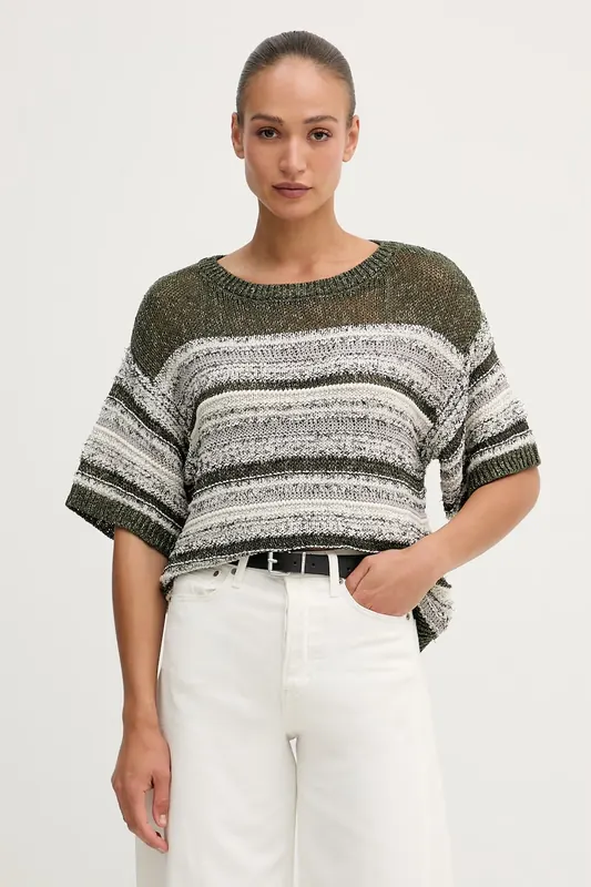 United Colors of Benetton sweter z krótkim rękawem damski z bawełną