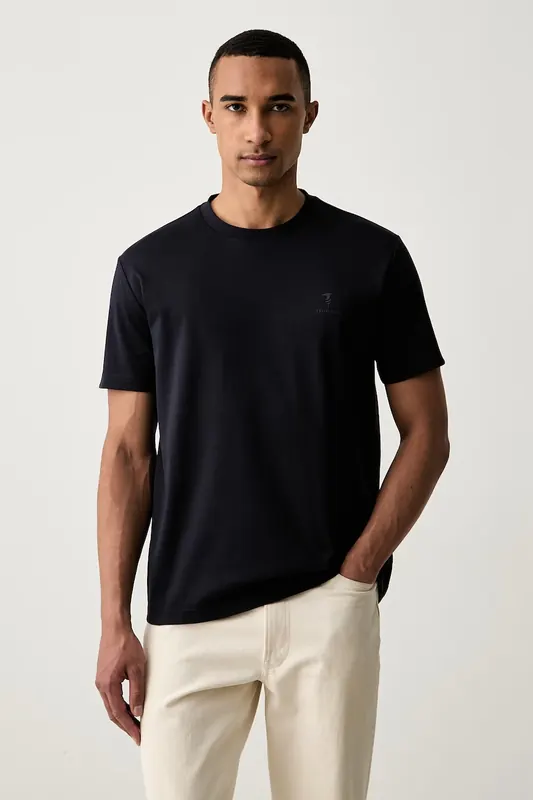 Trussardi T-shirt basic męski bawełniany z elastanem