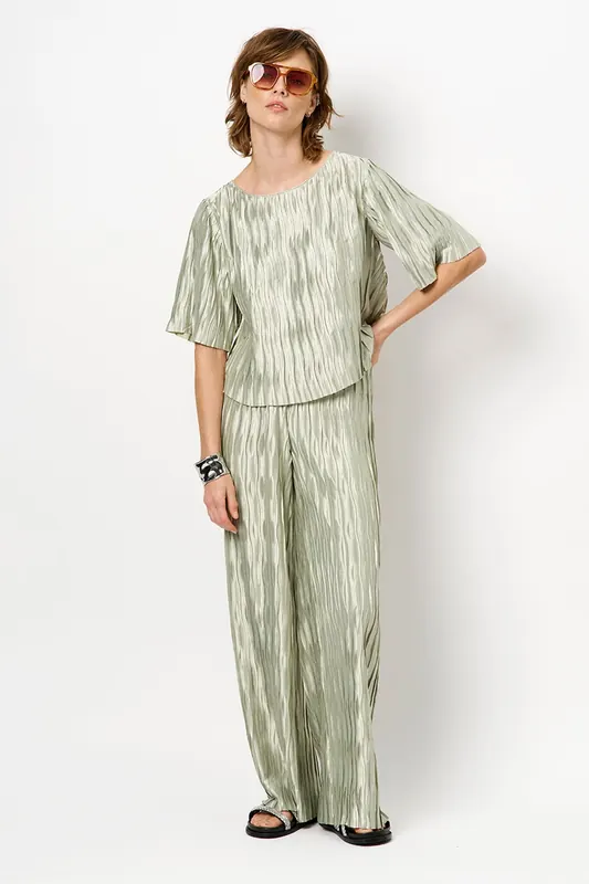 Dante6 Lilium Plissé Pants Soft Pistachio Maat: 34 | Wijde Broeken Outlet | Dames | Groen