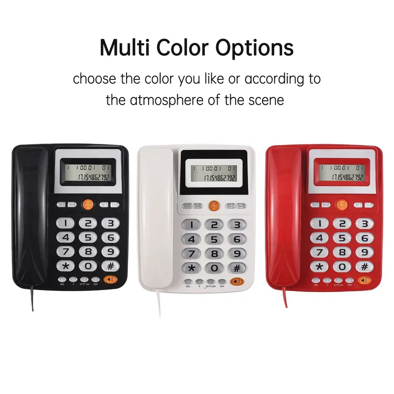 Desktop Corded Landline Phone Big Button Corded Telephone for Elderly Seniors Phone with LCD Display Flash/ Redial