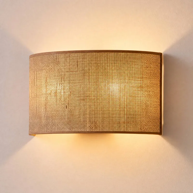 Lampa ścienna „Nature”, juta, szerokość 40 cm, tkanina, światło skierowane w