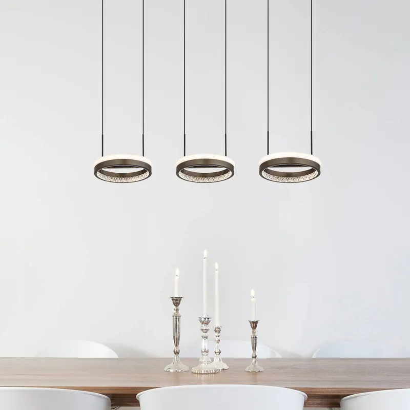 Lampa wisząca Della LED, długość 82 cm, ciemnoszary, metal, 3-punktowa