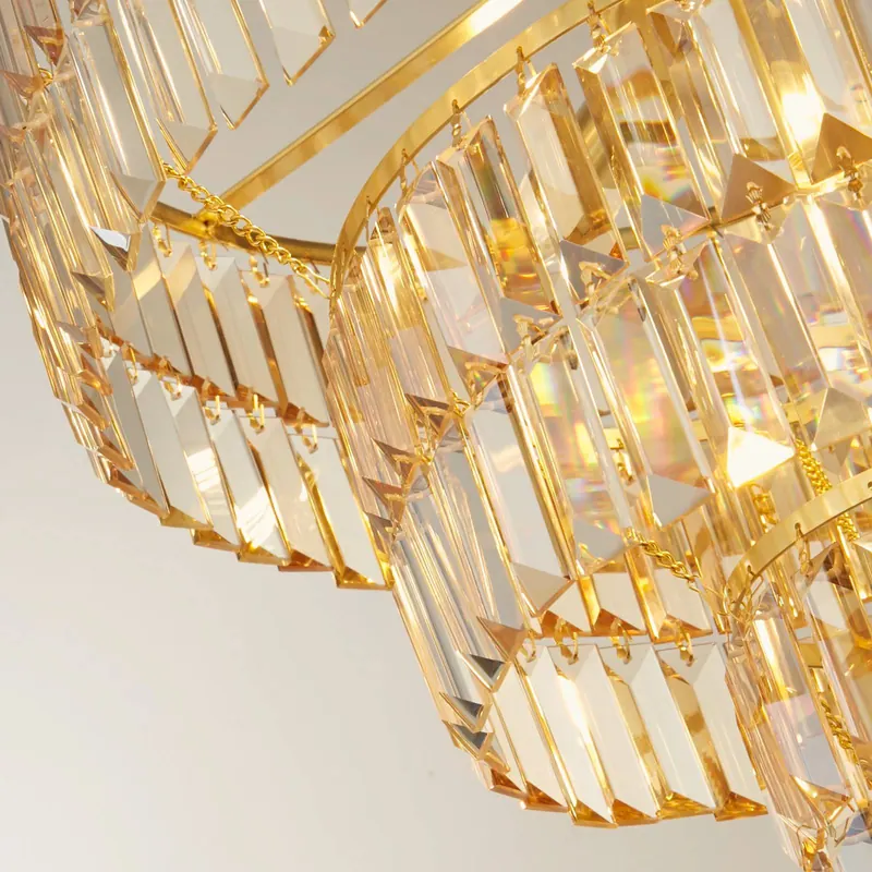 Lampa wisząca Empire, mosiądz, 5-punktowa, szkło kryształowe