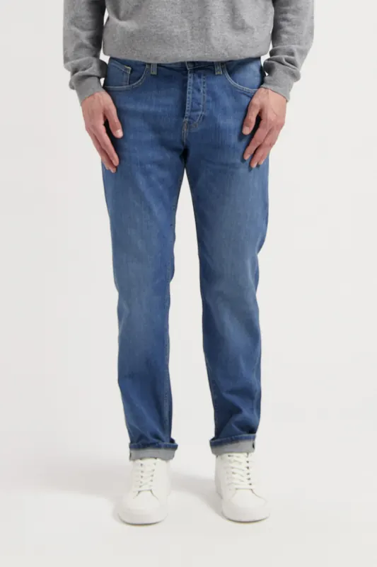 Mud Jeans Hank Mid Tapered Medium Heritage Maat: W33L32 | Relaxed Jeans Outlet | Heren | Blauw