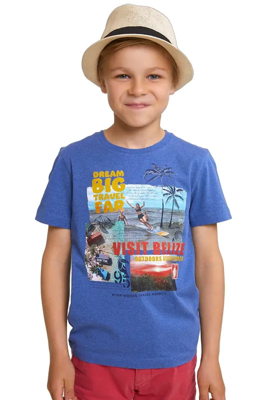 River Woods Normal Fit Basic T-shirt Short Sleeves Hamptons Blue Mix Maat: 10 | T-Shirts Outlet | kids | Blauw