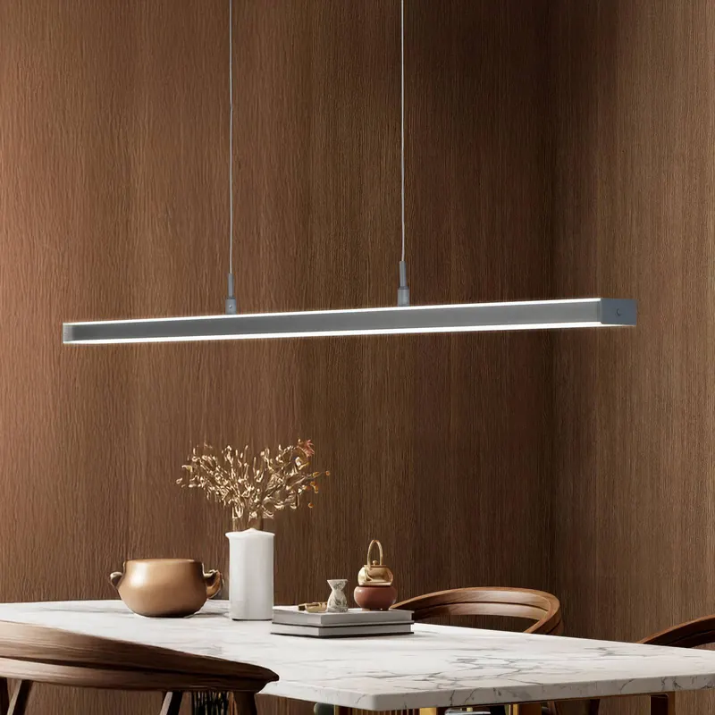 Żyrandol LED Valeno, szara, długość 115 cm, CCT, ściemniacz dotykowy