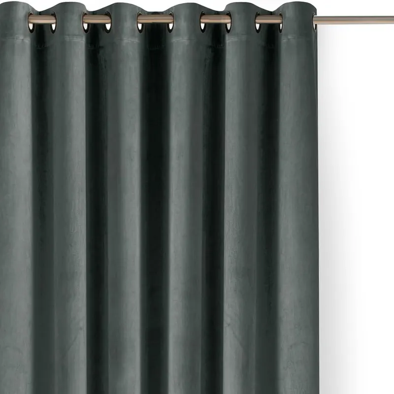 Ciemnoszara aksamitna zasłona częściowo zaciemniająca (dimout) 400x250 cm Velto – Filumi