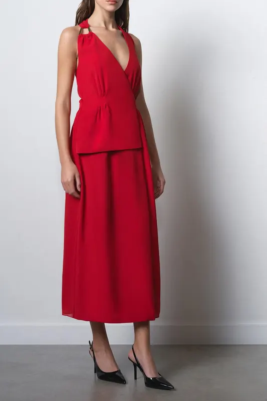 French Connection Vinnie Eden Tailored Dress Lipstick Red Maat: 10 | Midi Jurken Outlet | Dames | Rood