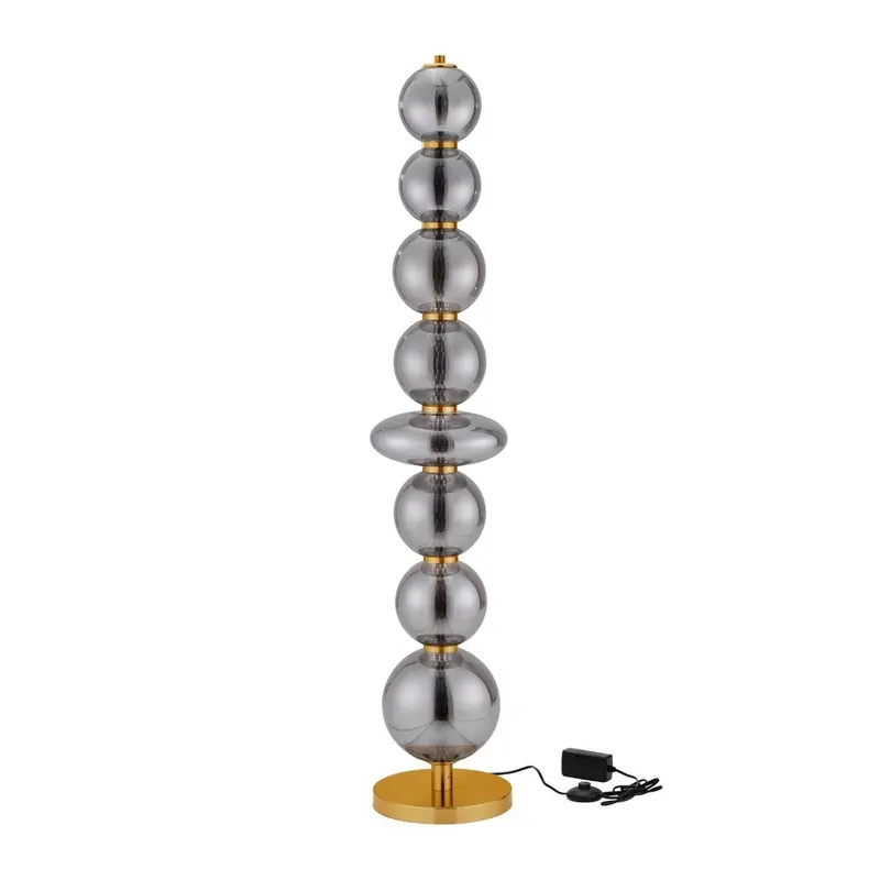 Szara metalowa lampa stojąca LED ze ściemniaczem ze szklanym kloszem (wysokość 140 cm) Navi – Nova Luce