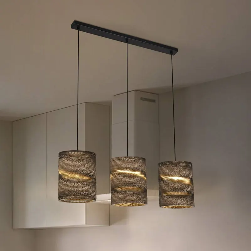 LEDVANCE Cylindryczna lampa wisząca, 3-punktowa, brązowa, tektura falista