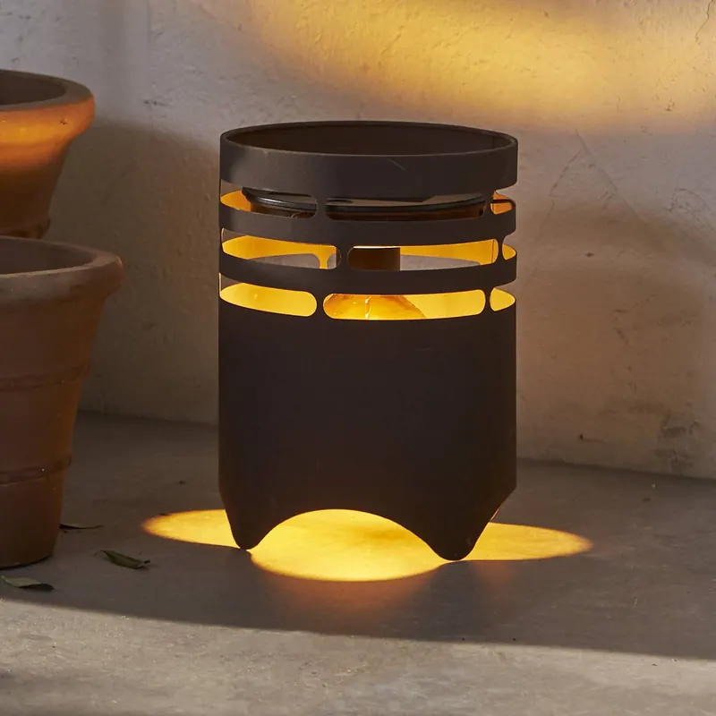 Lampa solarna LED Marron, wysokość 25 cm, brązowa, metal, USB-C