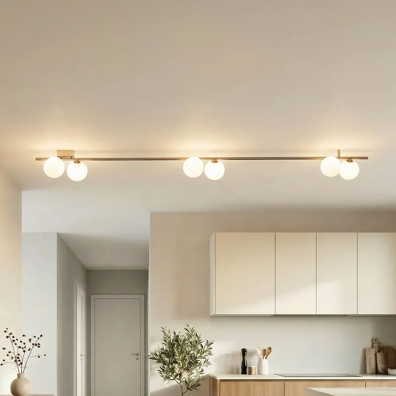 Lampa sufitowa Imelo, brązowa, 6-punktowa, szkło, długość 200 cm