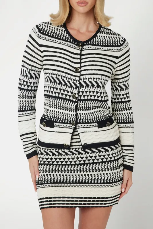 GUESS Marciano By  Arianna Stitched Car Eggshell And Black Maat: S | Cardigans Outlet | Dames | Zwart