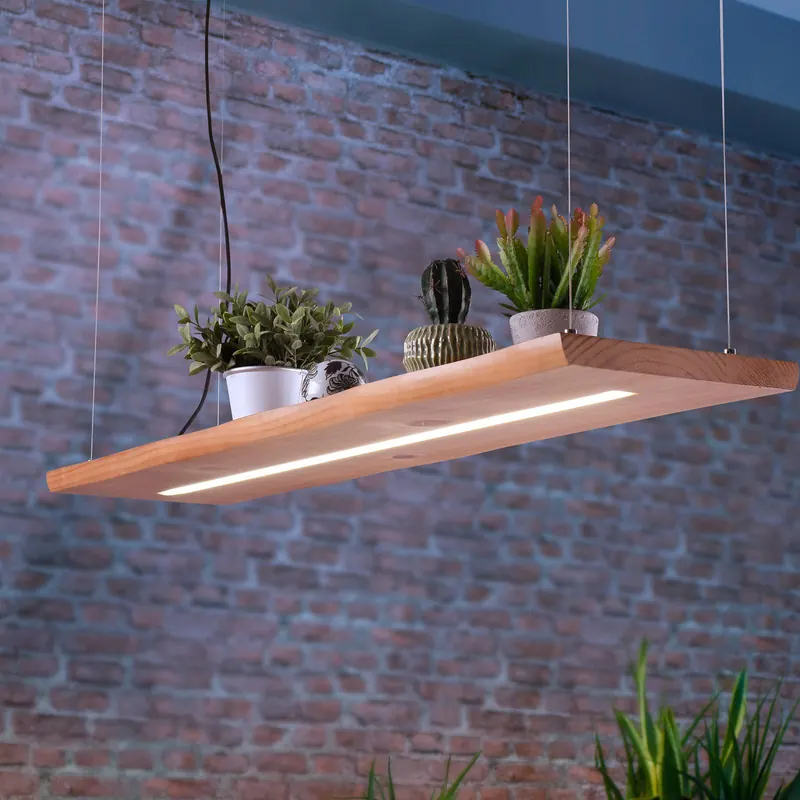 Paul Neuhaus Lampa wisząca LED Palma, drewno, CCT, ściemniana, 120cm