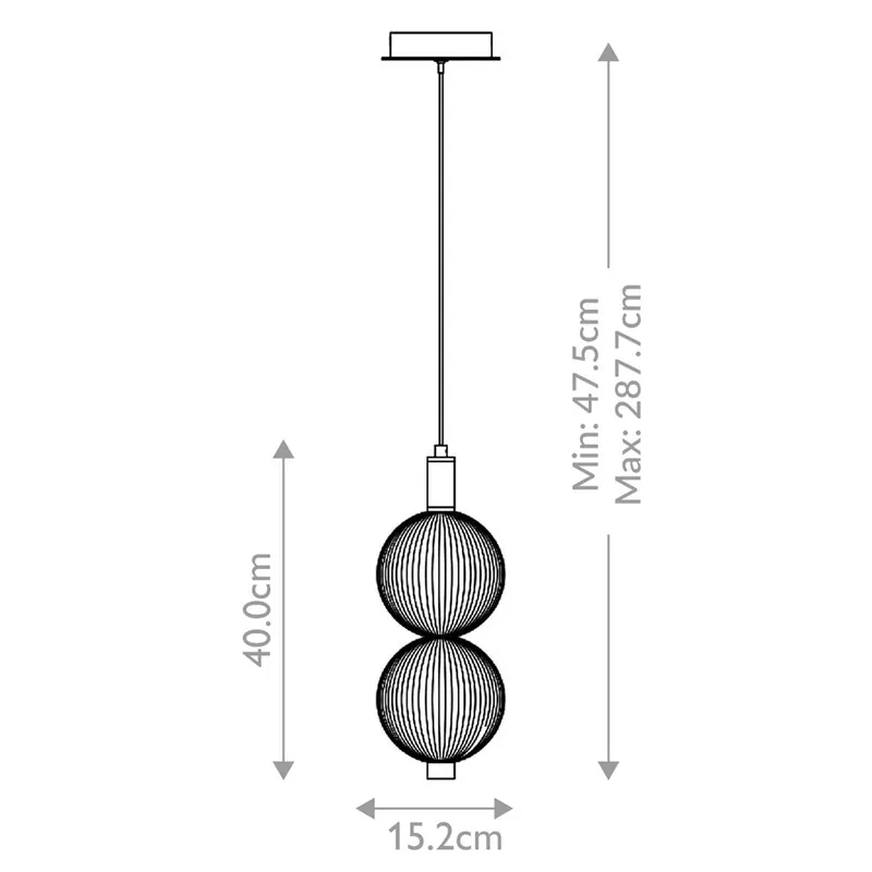 Żyrandol LED PALMAS, złota/dymnoszara, Ø 15 cm, 2-punktowa, szkło