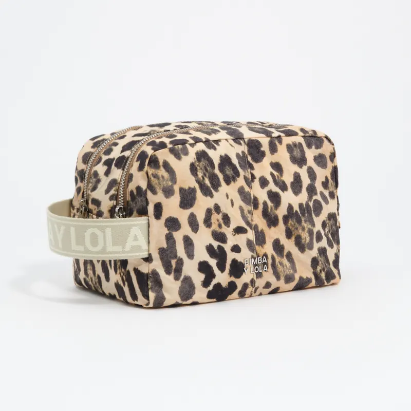 Saszetka podwójna duża nylon Leopard naturalna