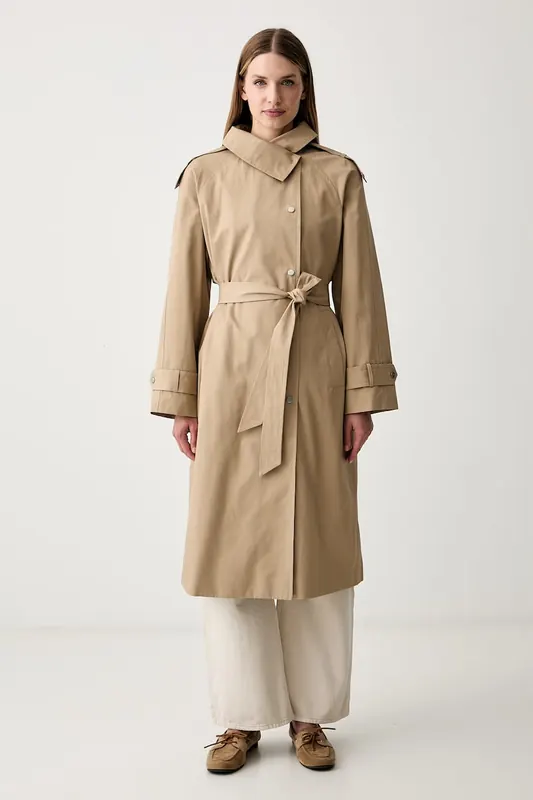 DKNY płaszcz damski z bawełną