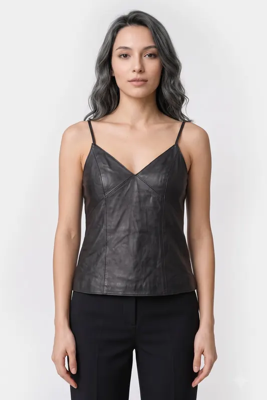 ARKET Holly Leather Top Black Maat: 34 | Mouwloze Tops Outlet | Dames | Zwart