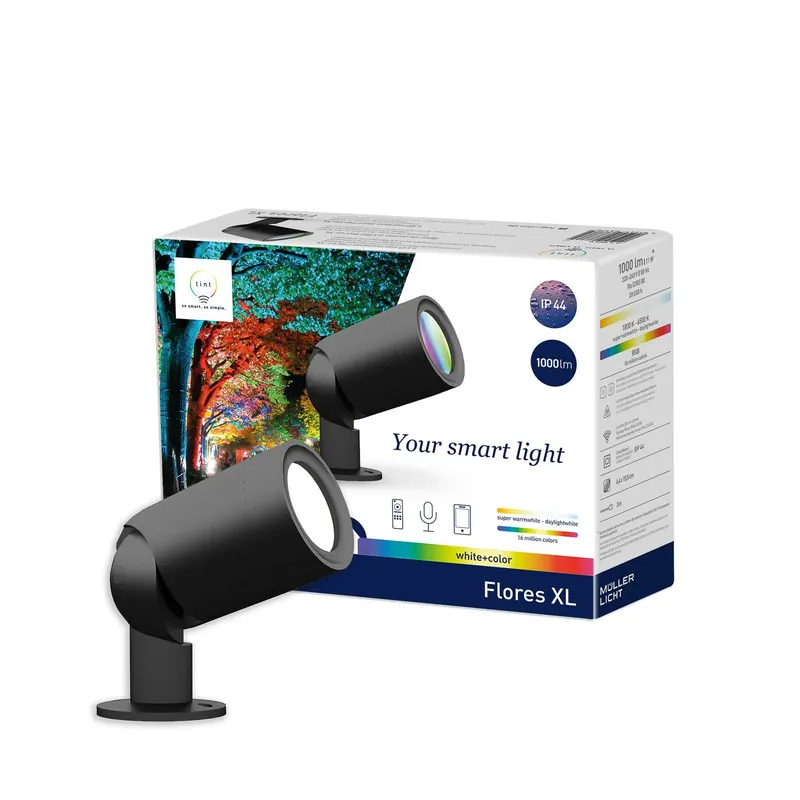 Reflektor zewnętrzny LED tint Flores XL, IP44, CCT, RGB