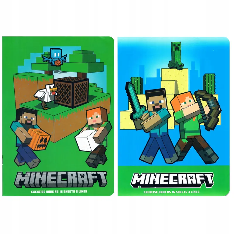 2 x zeszyt A5 16 kartek w kolorowe trzy linie Minecraft, Astra, Każdy Inny