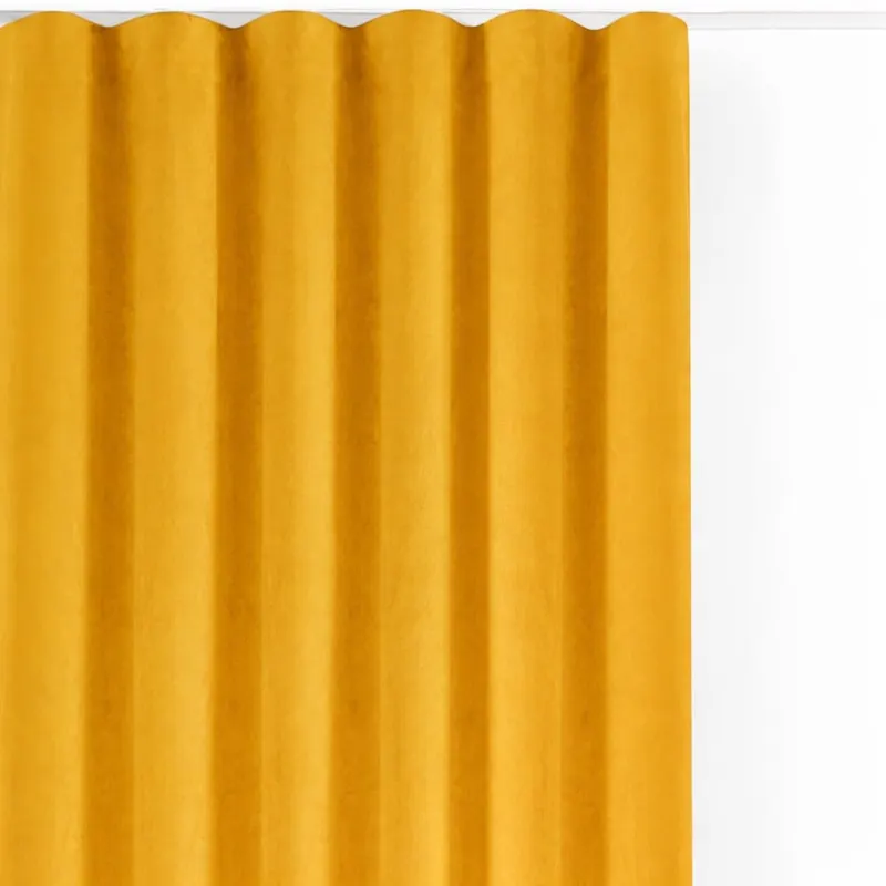 Musztardowa aksamitna zasłona częściowo zaciemniająca (dimout) 530x250 cm Velto – Filumi
