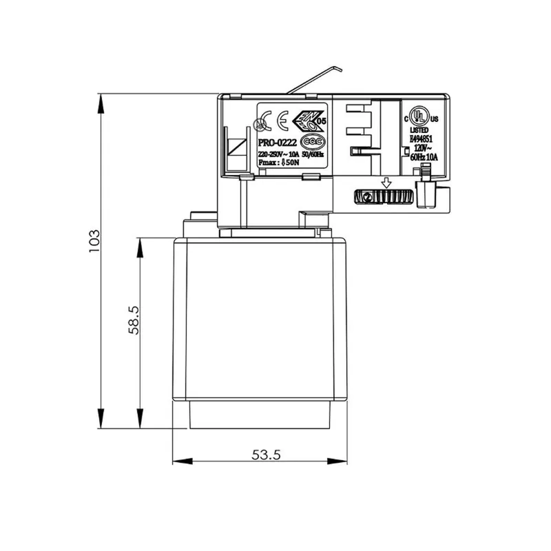 szyna 3-fazowa D Line adapter gniazdkowy, biały, 1380 W